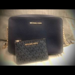 Michael Kors Navy Purse w/mini Wallet